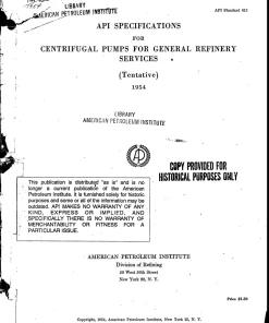 API Standard 610 First Edition 1954 pdf