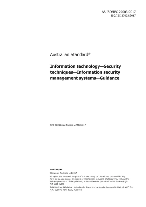 AS ISO/IEC 27003:2017 pdf