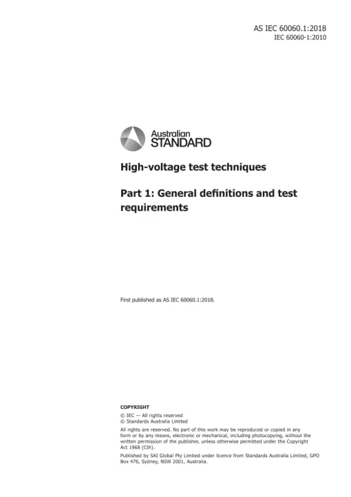 AS IEC 60060.1:2018 pdf