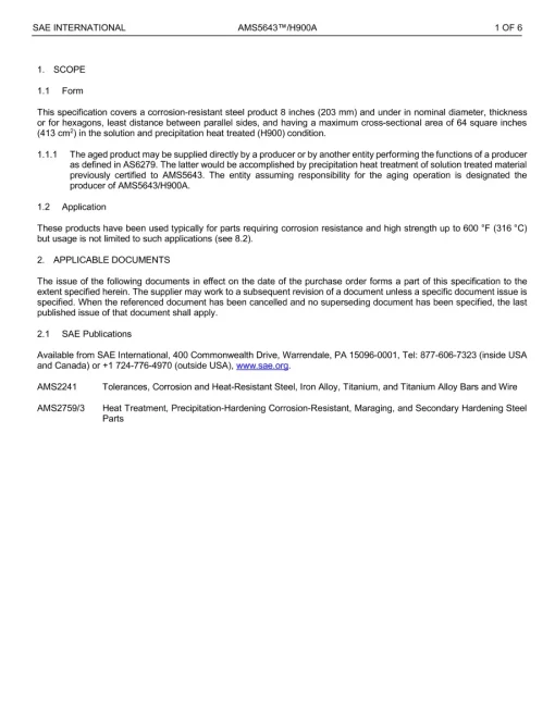 SAE AMS5643/H900A pdf