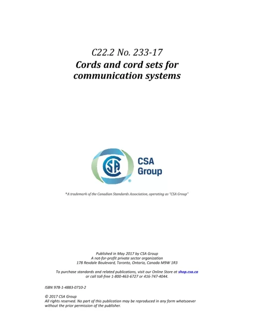 CSA C22.2 No. 233-17 (R2022) pdf