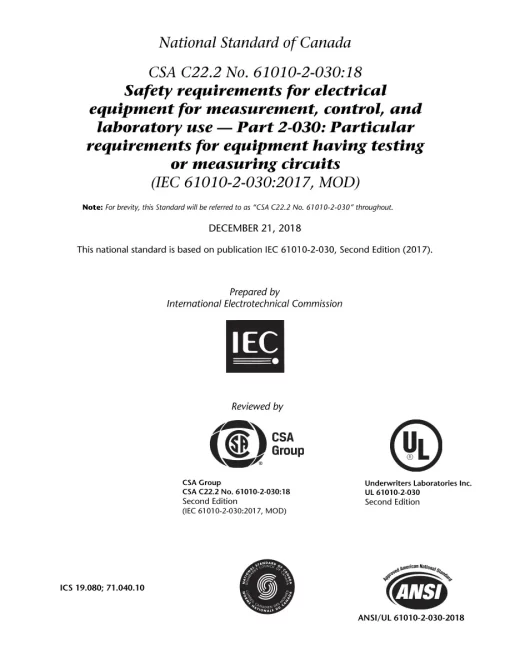 CSA C22.2 NO. 61010-2-030:18 (R2023) pdf