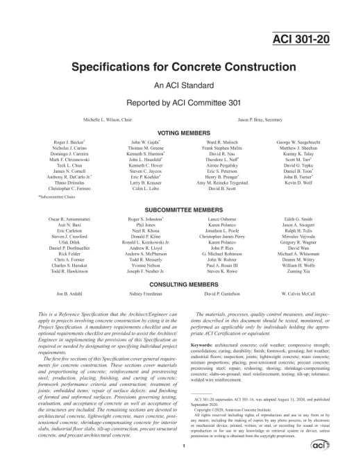 ACI SPEC-301-20 pdf