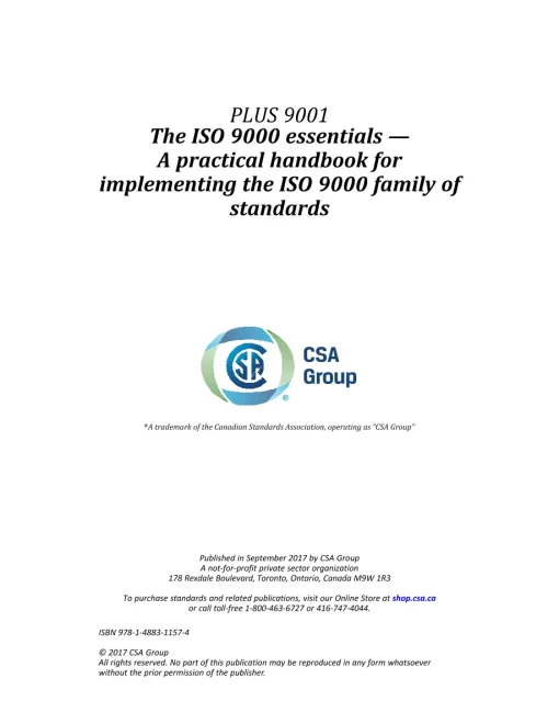 CSA PLUS 9001 (5th ed. pub. 2017) pdf