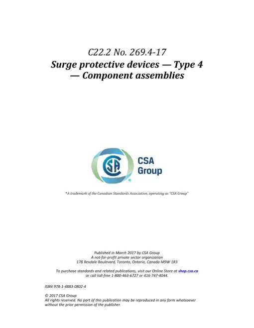 CSA C22.2 NO. 269.4-17 (R2022) pdf