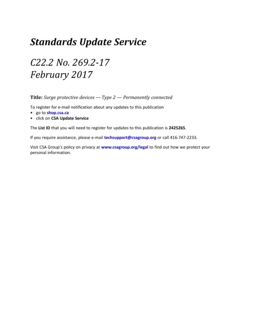 CSA C22.2 NO. 269.2-17 (R2022) pdf