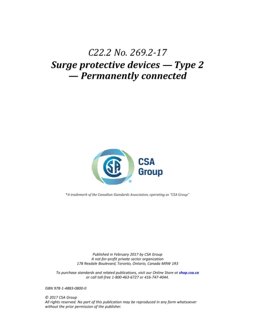 CSA C22.2 NO. 269.2-17 (R2022) pdf