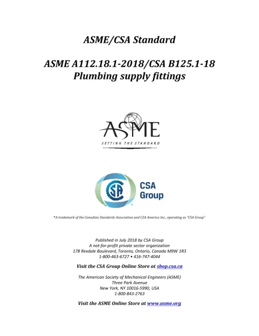 CSA B125.1-18/ASME A112.18.1-2018 (R2023) pdf