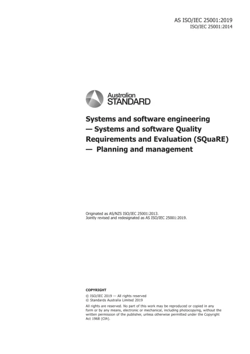 AS ISO/IEC 25001:2019 pdf