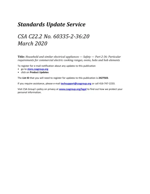 CSA C22.2 NO. 60335-2-36:20 pdf