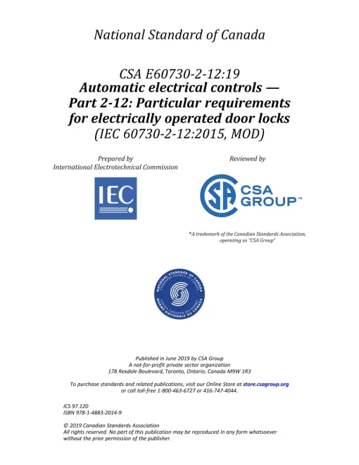 CSA E60730-2-12:19 (R2024) pdf