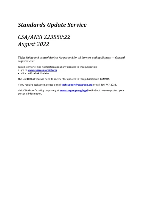 CSA /ANSI Z23550:22 pdf