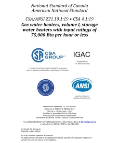 CSA 4.1:19/ANSI Z21.10.1:19 pdf