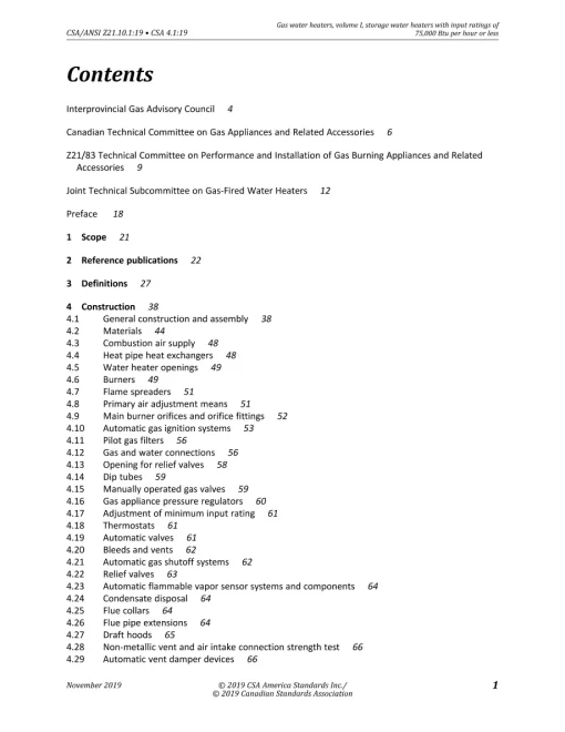 CSA 4.1:19/ANSI Z21.10.1:19 pdf