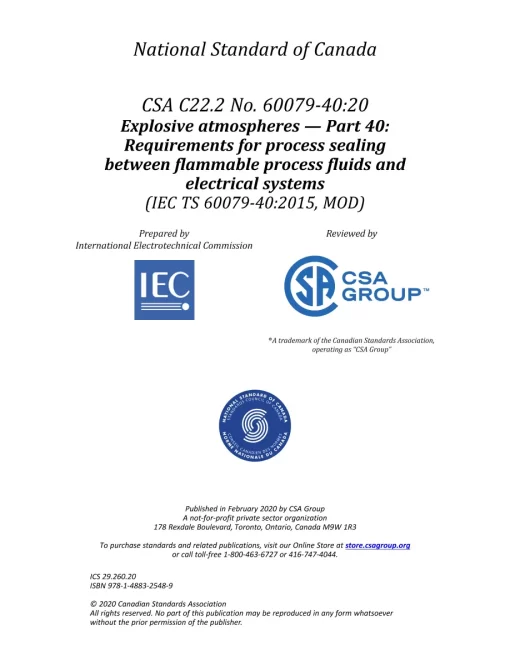 CSA C22.2 NO. 60079-40:20 pdf