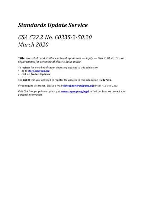 CSA C22.2 NO. 60335-2-50:20 pdf