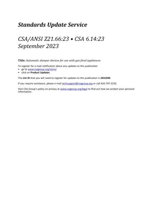CSA 6.14:23/ANSI Z21.66:23 pdf