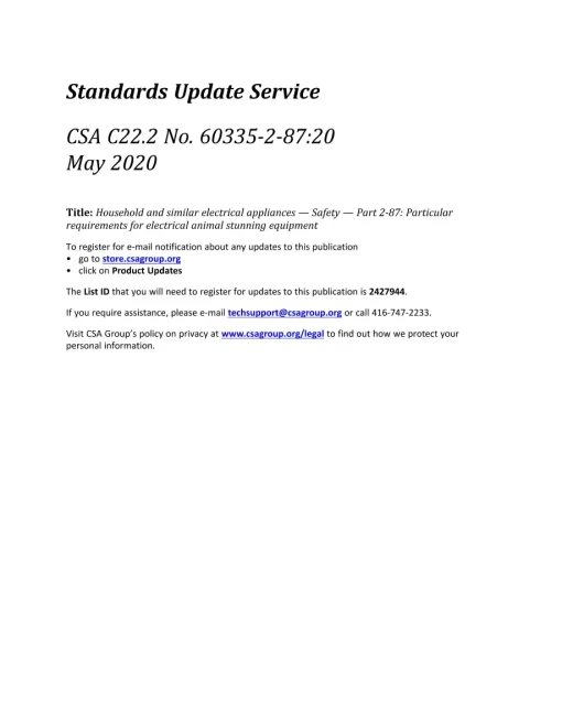 CSA C22.2 NO. 60335-2-87:20 pdf