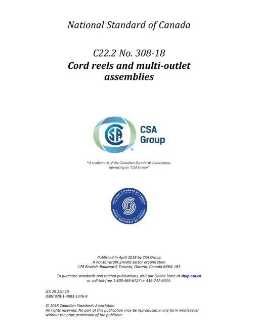 CSA C22.2 No. 308-18 (R2022) pdf