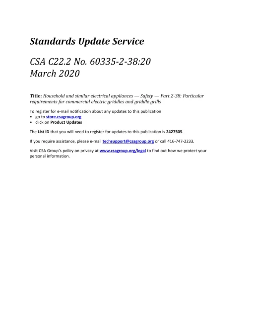 CSA C22.2 NO. 60335-2-38:20 pdf