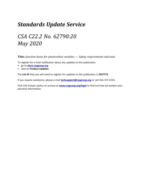 CSA C22.2 NO. 62790:20 pdf