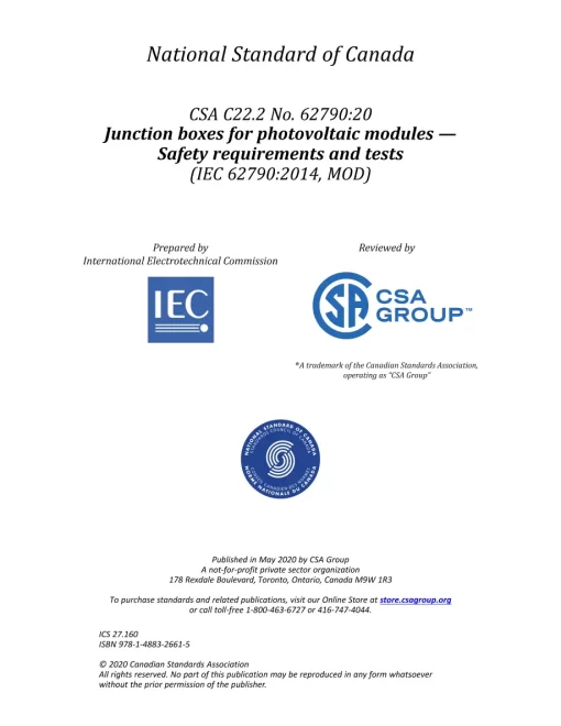 CSA C22.2 NO. 62790:20 pdf