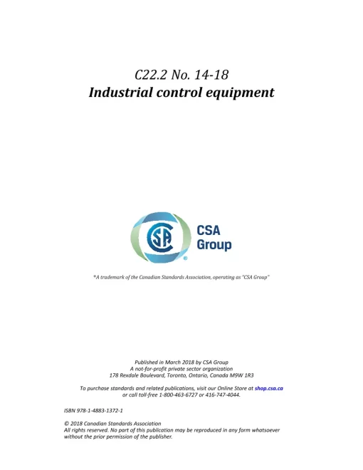 CSA C22.2 NO. 14-18 (R2022) pdf