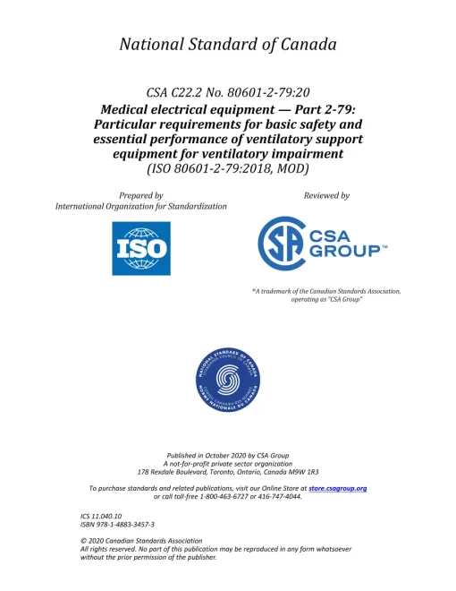 CSA C22.2 No. 80601-2-79:20 pdf