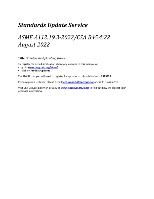 CSA B45.4:22/ASME A112.19.3-2022 pdf