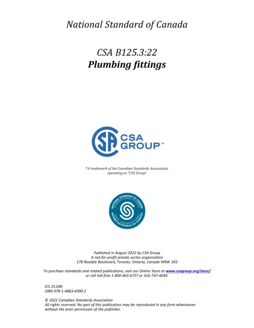 CSA B125.3:22 pdf