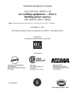 CSA C22.2 NO. 60974-1:19 pdf