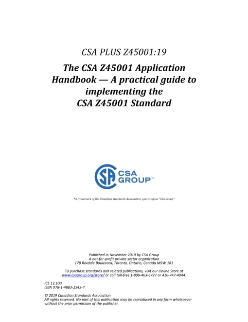 CSA PLUS Z45001:19 pdf