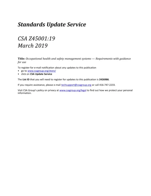 CSA Z45001:19 (R2023) pdf