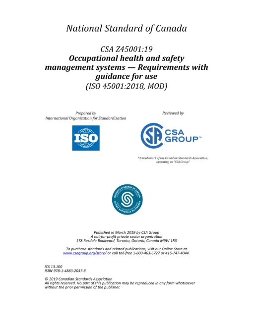 CSA Z45001:19 (R2023) pdf