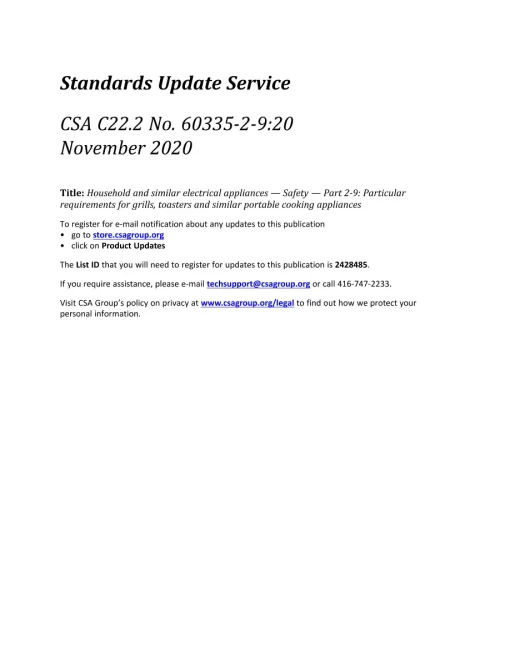 CSA C22.2 NO. 60335-2-9:20 pdf