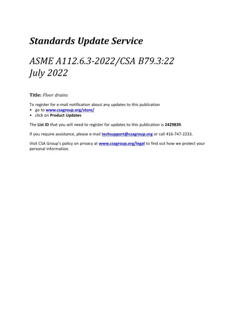 CSA B79.3:22/ASME A112.6.3-2022 pdf