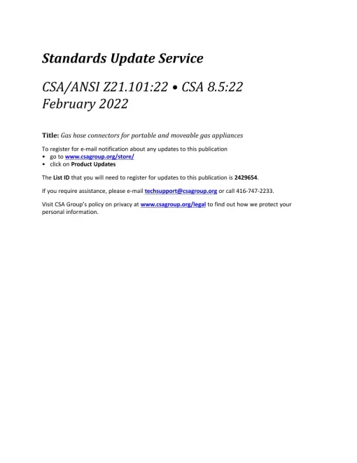 CSA ANSI Z21.101:22/CSA 8.5:22 pdf
