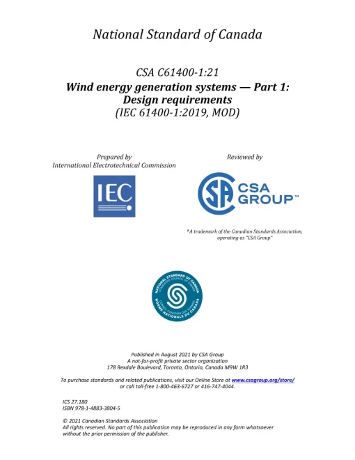 CSA C61400-1:21 pdf