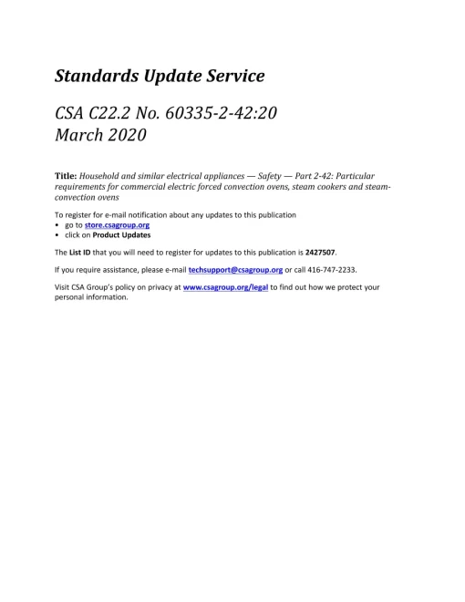 CSA C22.2 NO. 60335-2-42:20 pdf