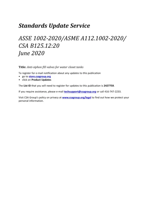 CSA B125.12:20/ASSE 1002-2020/ASME A112.1002-2020 pdf