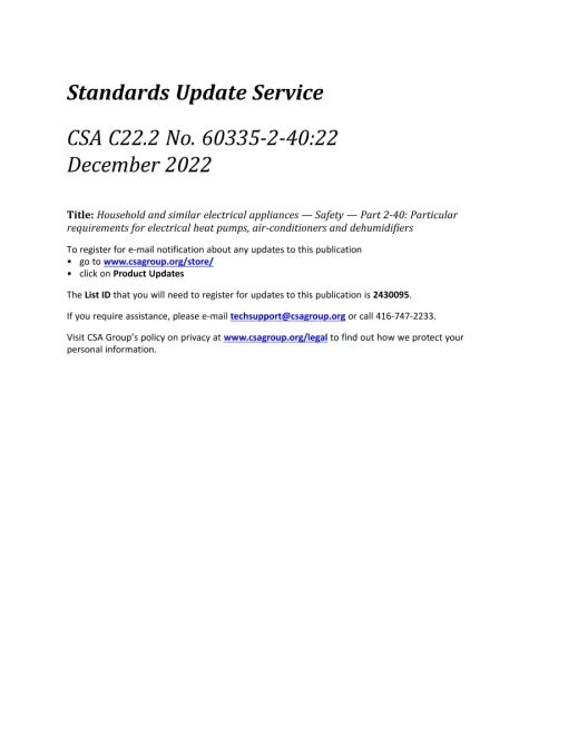 CSA C22.2 NO. 60335-2-40:22 pdf