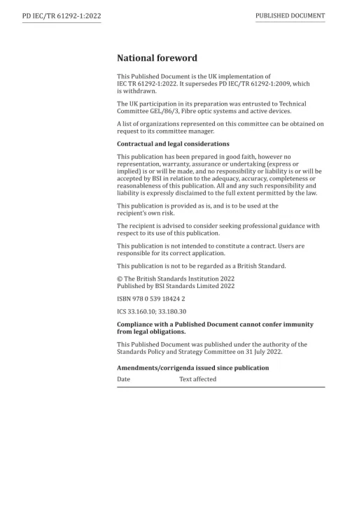 BS PD IEC/TR 61292-1:2022 pdf