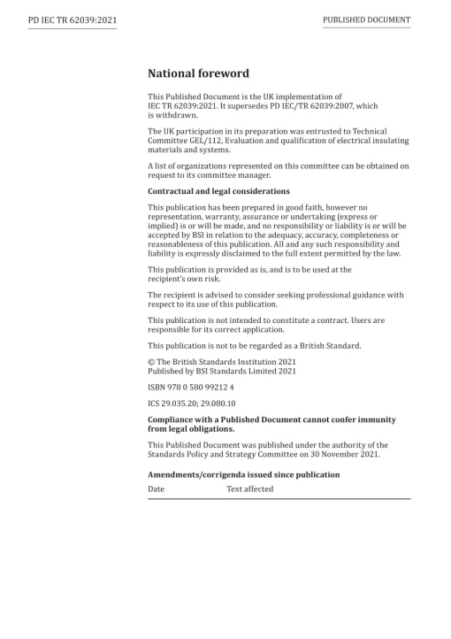 BS PD IEC TR 62039:2021 pdf