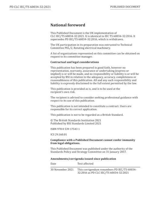 BS PD CLC IEC/TS 60034-32:2021 pdf