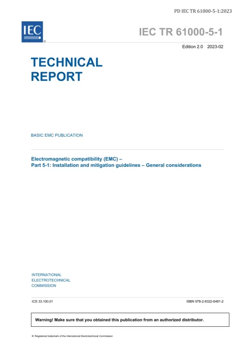 BS PD IEC TR 61000-5-1:2023 pdf