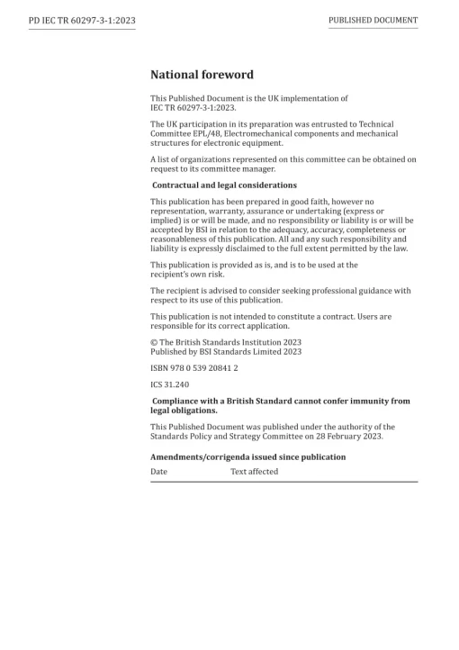 BS PD IEC TR 60297-3-1:2023 pdf