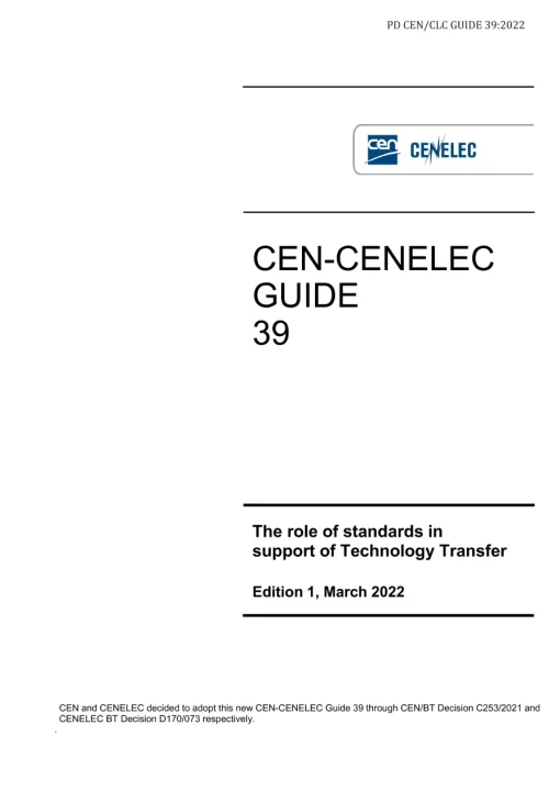 BS PD CEN/CLC GUIDE 39:2022 pdf