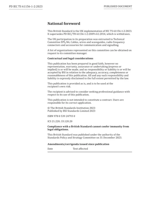 BS PD IEC TS 61156-1-2:2023 pdf