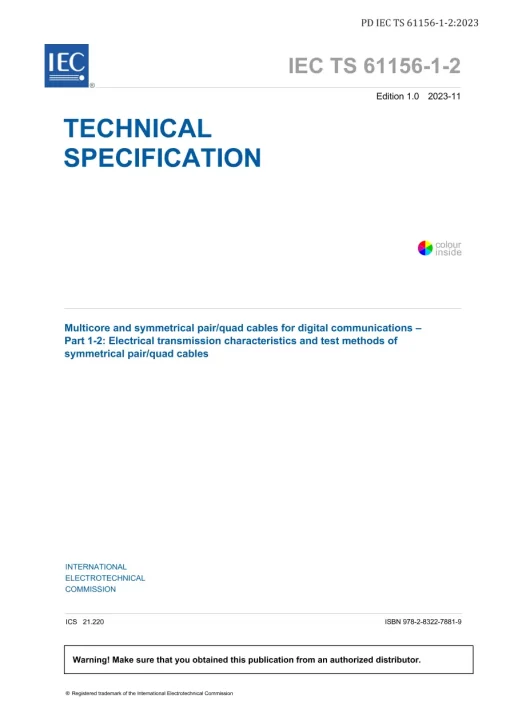 BS PD IEC TS 61156-1-2:2023 pdf