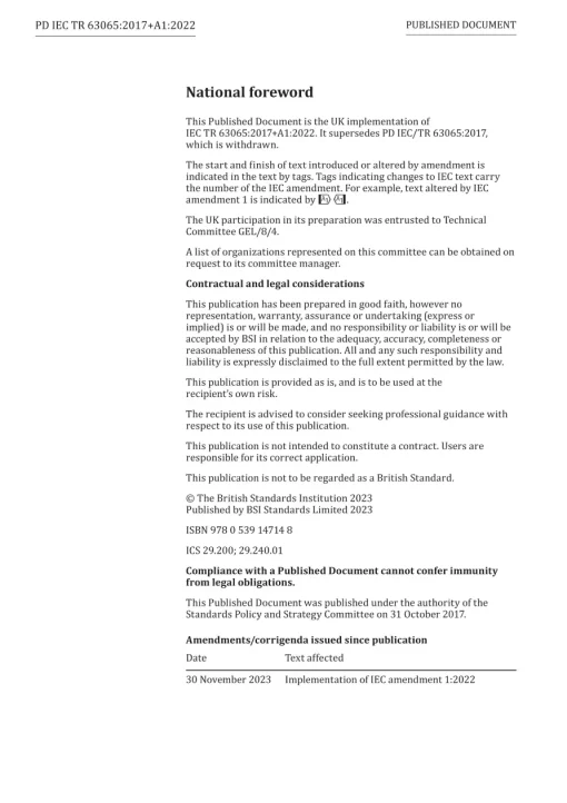 BS PD IEC TR 63065:2017+A1:2022 pdf